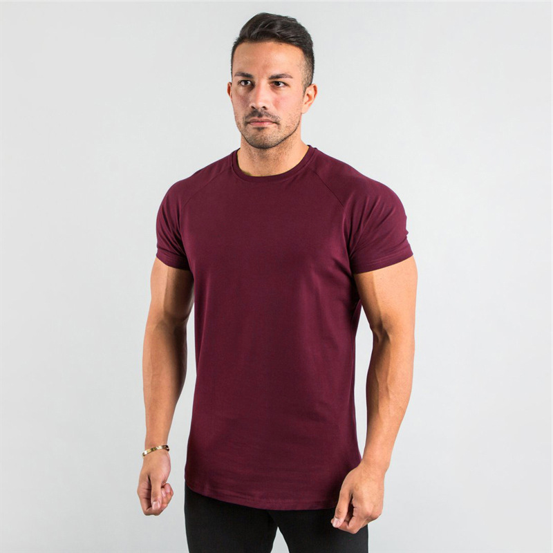 New Fashion Plain Tops Tees Fitness Mens T Shirt Short Sleeve Muscle Joggers Bodybuilding Tshirt Male Gym Clothes Slim Fit Shirt