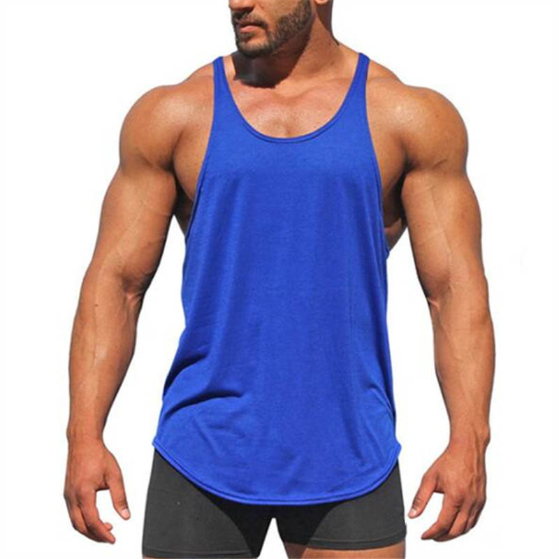 Workout Tanktop Muscle Guys Gym Clothing Bodybuilding Stringer Tank Top Men Cotton Vest Y Back Sleeveless Shirt Sports Singlets