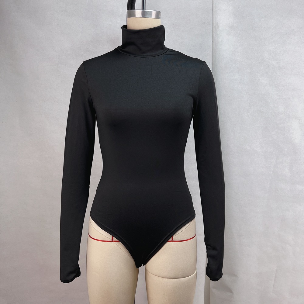 OM-2025 Fall/Winter Sexy High-Neck Long-Sleeved Tight-Fitting High-Elastic One-Piece Fitness Sports Women's Top